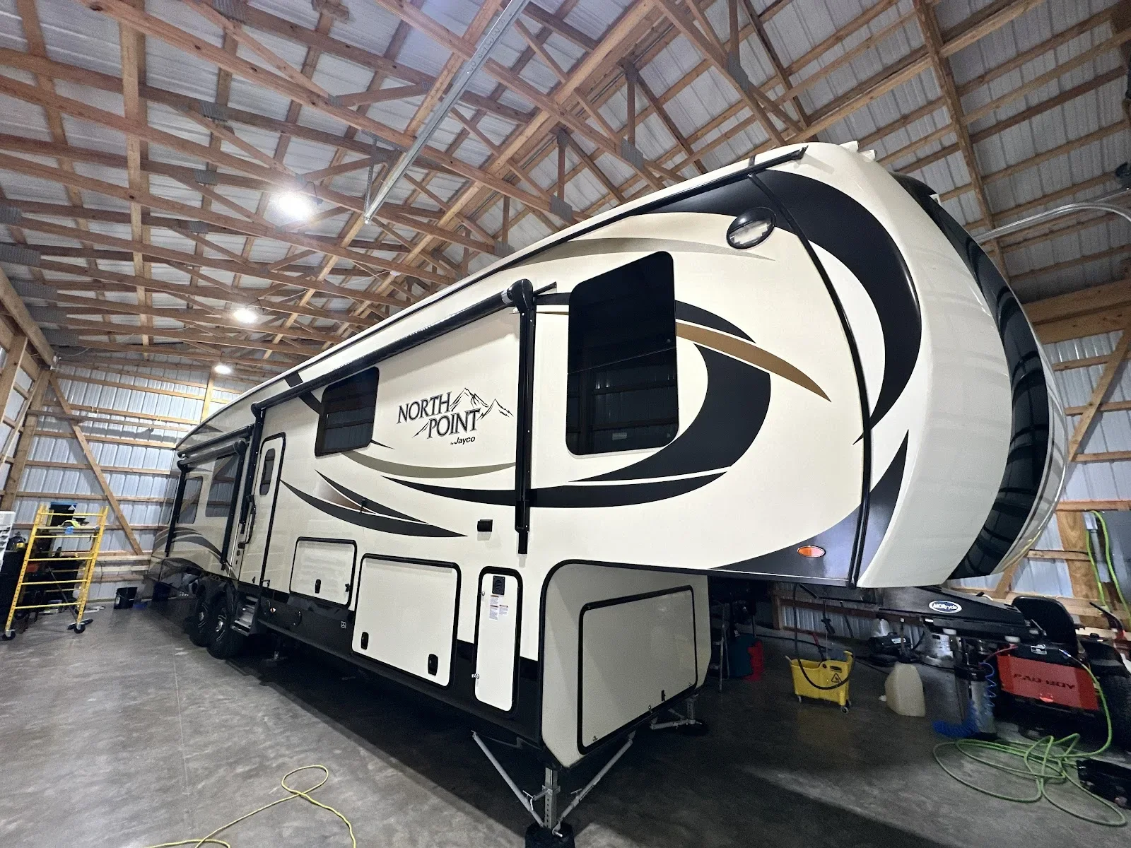 Fifth wheel RV detailed by Level Up Auto Detailing in Concord, NC